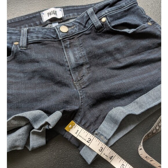 PAIGE Women Short Jimmy Jimmy Dark Wash Cuffed Denim Mid Rise Size 28 - Picture 5 of 10